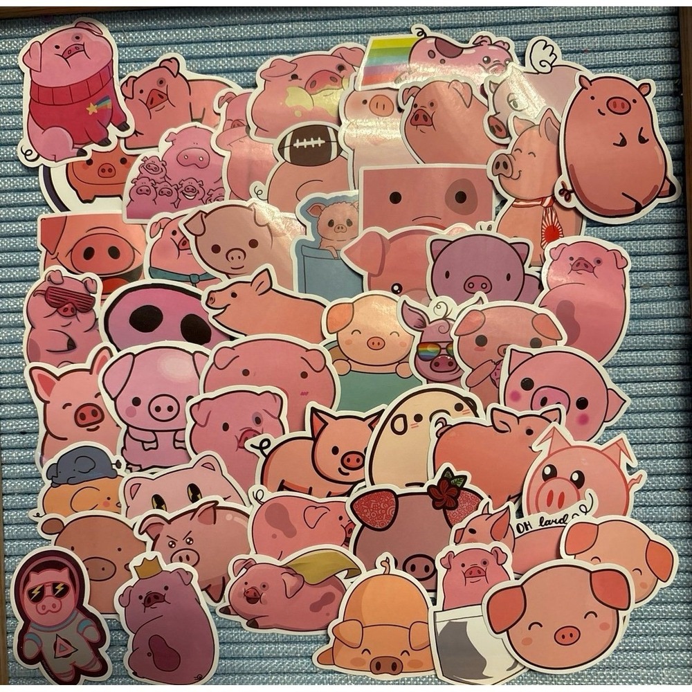 NEW 50pc Full Color Vinyl Adorable Cute Pig Stickers